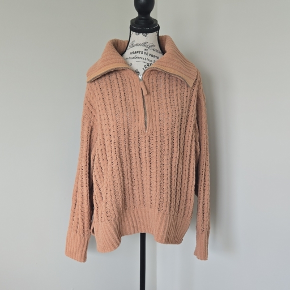 Aerie Cowl Neck Sweater in Warm Tan - Picture 1 of 4